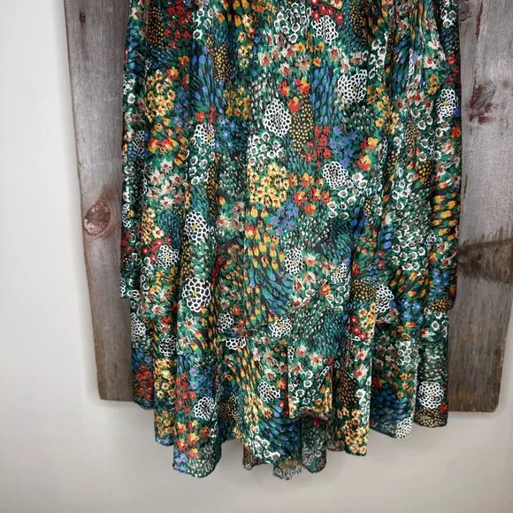 Vintage 70s Jody T of California Mesh Lace Black Floral Midi Wrap Dress size 7 - Picture 5 of 14